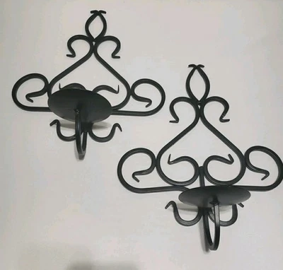 Juego de 2 Velas de Pared Decorativas de Hierro Forjado 12.5 H - 10 W - 4 D Foto 1 de 4