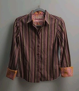 Robert Graham Damen 6 mehrfarbig gestreift gepunktet Paisley Bluse bestickt - Bild 1 von 16