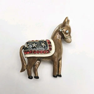 Broche burro del Partido Demócrata Monet esmalte tono dorado pedrería  - Imagen 1 de 8