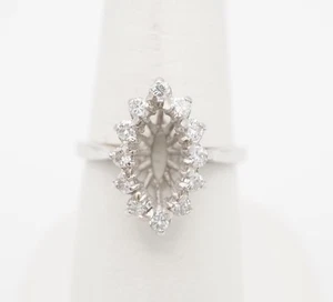 14K White Gold Marquise Diamond Engagement Ring. Semi Mount. Size 8.0 - Bild 1 von 14