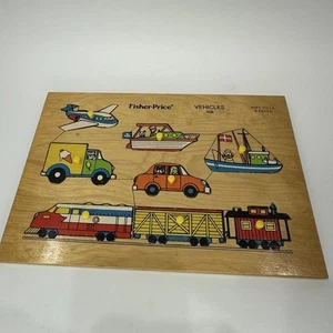 Childrens Wooden Peg Puzzle - Transportation, Fisher Price - Picture 1 of 6