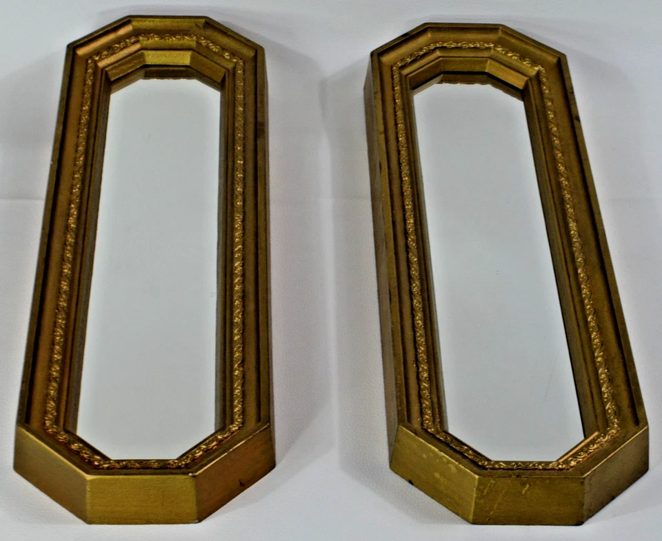 Vintage 1978 Homco Conjunto de 2 Espelhos Dourados - 2373A, 2374B - Raro HTF MCM Hollywood - Imagem 1 de 4