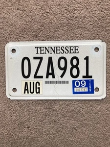 2009 Tennessee Motorcycle License Plate - 0ZA981 - Nice! - Picture 1 of 2
