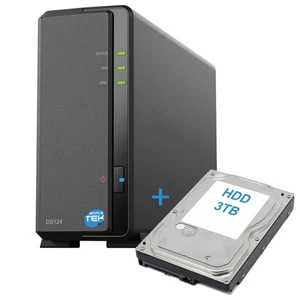 Synology DS124 Nas 1-BAY Fente Unique Disque Dur HDD 3TB SATA Ethernet Lan IP - Photo 1/9