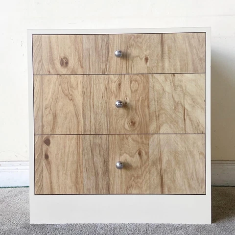 Postmodern Cream and Wood Grain Laminate Chest of Drawers Cover
