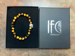 Bracelet perles pate de verre crane argent 925 homme/femme taille au choix - Bild 1 von 6