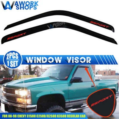 Fits 88-98 GMC C K 95-99 Tahoe 92-99 GMC Yukon Window Visors Vent w/ Red Sport Foto 1 de 3