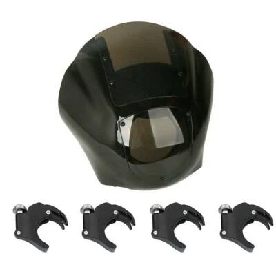 Black Quarter Front Fairing Windshield 49mm Fork Clamp Fit For Harley Dyna XL - Изображение 1 из 4