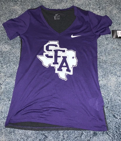 NWT Women’s NIKE SFA Stephen F Austin University Dri Fit T-Shirt. Sz X-small Cover