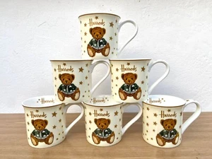 Harrods Coffee Mug Cream Teddy Star Set of 6 Fine Bone China Tea Coffee Gift - Picture 1 of 7
