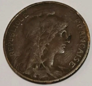 1906 France 5 Centimes Bronze Coin Republic French - Picture 1 of 2