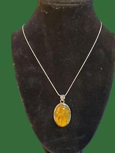 PLATA ESTERLINA Colgante Pietersita Dorado Ovalado Mujer 1.5" Collar de Piedras Preciosas 10g - Imagen 1 de 7