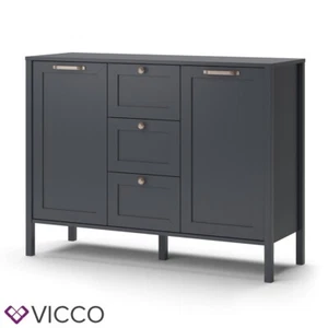 Kommode Wohnzimmerschrank Sideboard Ewan Anthrazit 120 cm Schublade Tür Vicco - Bild 1 von 8