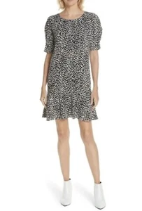 Joie Angeni Leopardendruck Puffärmel schwarz weiß Kleid Größe S - Bild 1 von 6