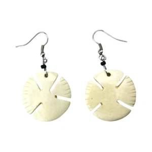 Africa Ethnic Handmade Bovine Bone Earring - White Dangle - African Jewelry - Picture 1 of 3