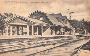 1915 RR Depot Huntington LI NY Postkarte - Bild 1 von 2