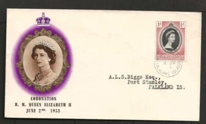 FALKLAND ISLANDS, 1953 QEII CORONATION ILLUSTRATED FDC - Picture 1 of 1