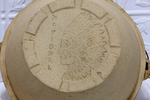 Steinzeug Schale Indianer Häuptling National Keramik Drahtbügel Griff Antik - Bild 1 von 4