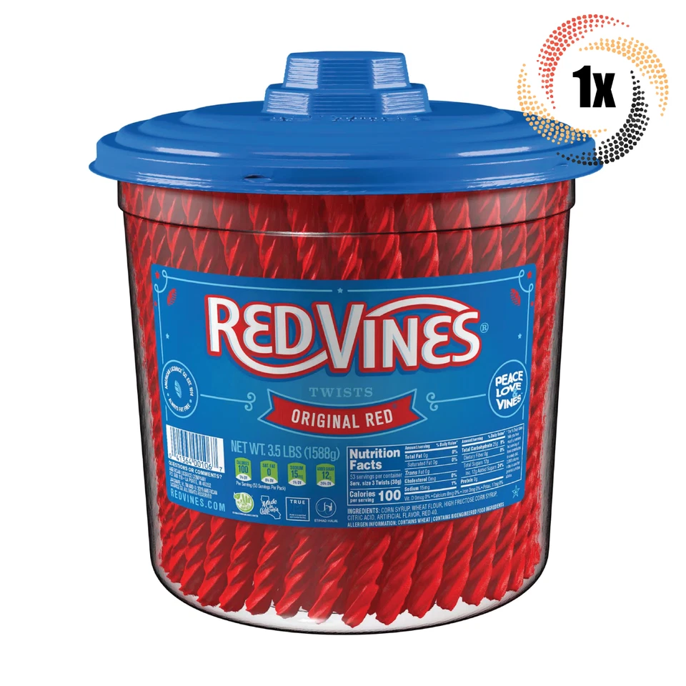 1x Frasco de Doces Mastigáveis Red Vines Original Red Twists | 240ct | Frete Rápido - Imagem 1 de 3