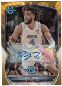 RJ DAVIS 22/23 Bowman Chrome U University GOLD WAVE Refractor RC Auto / 50 UNC - Picture 1 of 2