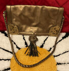 Très beau sac à main vintage en cuir or Shanghai Tang pochette/épaule
