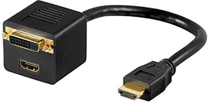 Câble Adaptateur HDMI Mâle -> DVI + HDMI - Afbeelding 1 van 1
