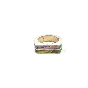 Vintage Sterling Silver Signed ABL Taxco Mexico Inlay Eternity Abalone Ring sz 6 - Picture 1 of 9