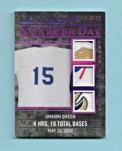 2020 Shawn Green Leaf ITG A Career Day Triple JERSEY/PATCH Card! #7/12! - Picture 1 of 2