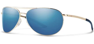 NEW Smith Serpico Slim 2 Sunglasses-Gold-Chromapop Blue Polarized Lens - Picture 1 of 1