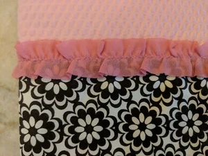 New Summer Juliette Window Valance Pink Black White Ruffle - Picture 1 of 3