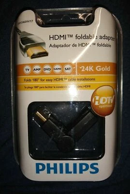 Philips HDMI складной адаптер 24 K золото складывается 180 градусов HDTV оптимизированный запечатанный - Изображение 1 из 2