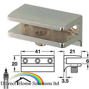 8 X SOPORTE DE ESTANTE DE VIDRIO HAFELE SOPORTE CROMO PULIDO PARA ESTANTE DE VIDRIO 6MM - Imagen 1 de 5