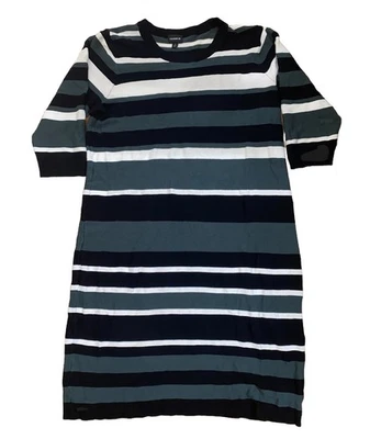 Torrid Striped Knit Sweater Dress Size 2 Black Green White Stretchy Fit & Flare - Image 1 of 4