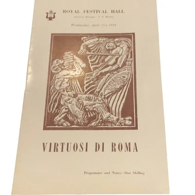 Virtuosi Di Roma Concert Programme 1954 Royal Festival Hall Classical Memorabili - Image 1 of 4