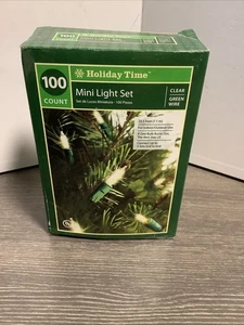 Holiday Time ✨100 Clear Mini Lights Green Wire Christmas,New, Indoor/Outdoor 23” - Picture 1 of 2