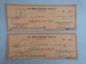 2 Ohio Yellow Cab Co. payroll checks - Jan. 1 1952 - Winters Natinal Bank Dayton - Picture 1 of 2
