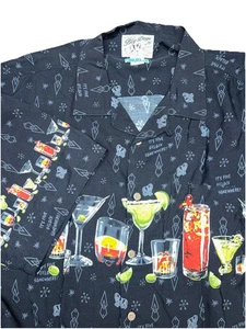 Big Dog Tiki Bar hawaiano con bottoni barista ore 5 da qualche parte uomo XL - Foto 1 di 8