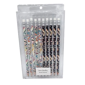 NEW Vera Bradley VB Assorted Wooden Writing Pencil Set of 10 White Black Design - Picture 1 of 5