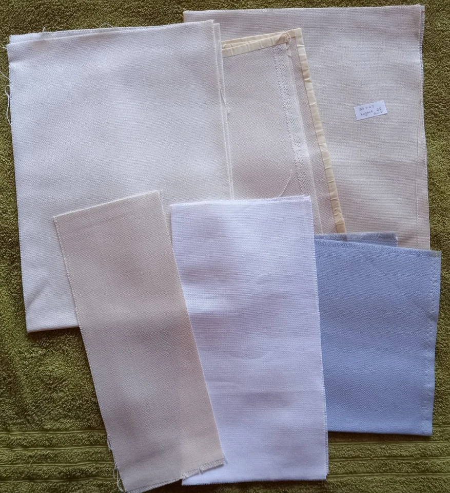 JOB LOT OF MIXED FABRIC FOR CROSS STITCH - ASSORTED COLOURS & SIZES x 6 PIECES - Image 1 of 1