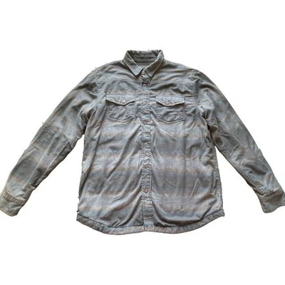 Chaqueta Prana Para Hombre Grande Gris Multi Snap Frontal Franela Forrada con Gofres Chamarra Foto 1 de 4