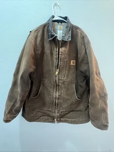 Vintage Carhartt Detroit Arbeitsjacke Sherpa gefüttert dunkelbraun C61 DKB XLT Tall - Bild 1 von 14