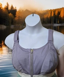 Shefit 4 Luxe Adjustable Gray Sports Bra Zip Front High Impact Removable Pads - Picture 1 of 10