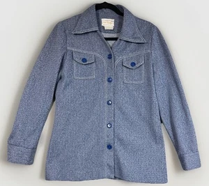 Vintage Sears Knit Boutique Long Sleeve Shacket Leisure Suit Top Sz 14 - Picture 1 of 10