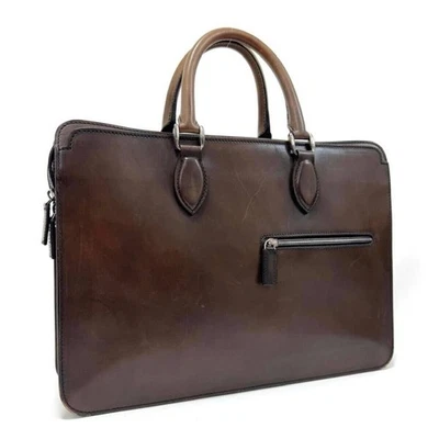 BERLUTI Anjour кожаный портфель бизнес ручная сумка твердый коричневый каллиграфии - Изображение 1 из 4