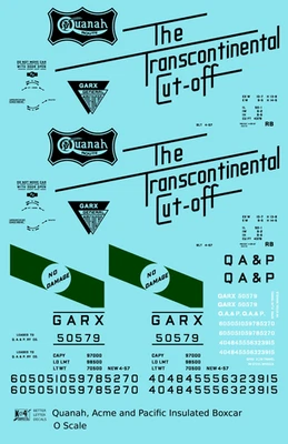 K4 O Scale Decals Quanah, Acme & Pacific (GARX) 50 Ft Plug Door Boxcar - Image 1 of 3