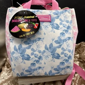Betsey Johnson Zip Top Lunch Tote NWT Pink/Blue Floral. - Picture 1 of 6