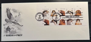 #4608-4612 BIRDS OF PREY - PLATE BLOCK of 10 on single LONG ARTCRAFT FDC - Picture 1 of 1