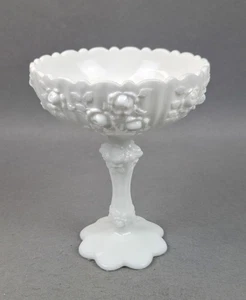Vintage Fenton Milk Glass "Rose" Large High Foot Compote 7.75" High 1964-72 - Picture 1 of 15