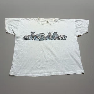 Vintage 80s 1988 Zebra Wrap Around The Nature Company Shirt Size Large - Worn - Picture 1 of 11