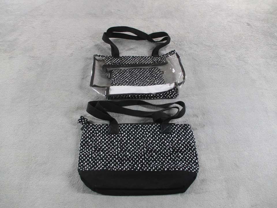 Thirty-One Gifts Tote Bag Set 2 Totes Black White Clear Stadium Zip Pouch Travel - Image 1 of 4